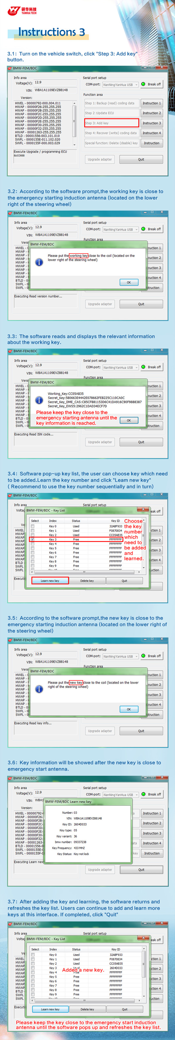 BMW FEMのキー プログラマー ユーザーの指示3