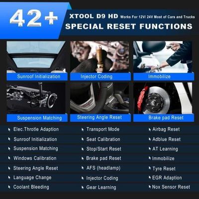 XTOOL D9HD Truck and Car diagnostic tool 12V to 24V 42+Special Functions Topology Mapping for Diesel/gasoline Replace PS90 PRO
