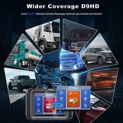 XTOOL D9HD Truck and Car diagnostic tool 12V to 24V 42+Special Functions Topology Mapping for Diesel/gasoline Replace PS90 PRO