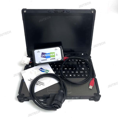 Getac V110 laptop + For Doosan uvim Excavator Forklift Engine Fault Detector DDT SCR DPF DCU ECU Scanner Fault Diagnostic Tool
