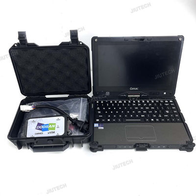 Forklift  For Doosan uvim + Getac V110 laptop Excavator Engine Fault Detector DDT SCR DPF DCU ECU Scanner Fault Diagnostic Tool